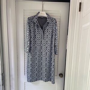 Gretchen Scott Designs Blue and White Long Sleeve Polo Dressclassic Gretchen Sco